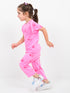 Frill Sleeves Minnie Themed Cotton Trouser Set (Pink)